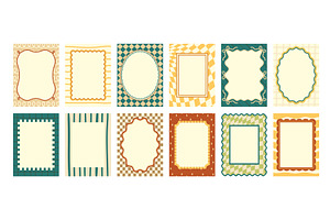 Retro Wavy Geometric Frame Borders, an Illustration by Flashvector