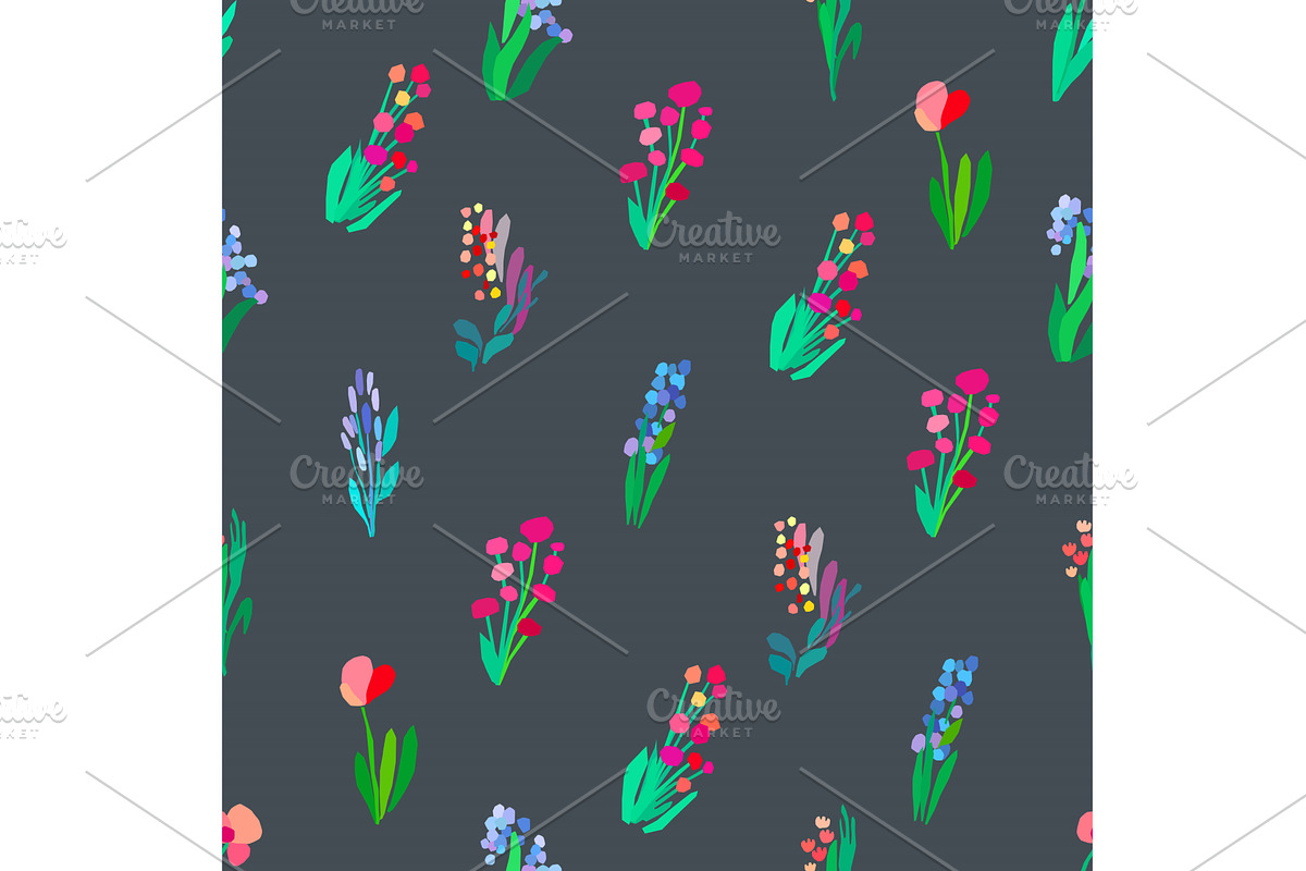 Seamless pattern with flowers, plant, a Pattern Graphic by Alena Stoyko design