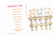 Watercolor Funny Cats on Fence PNG, an Illustration by Watercolor design (Thumbnail 10 of 12)