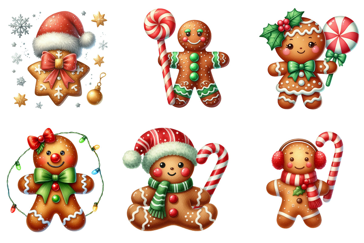 Watercolor Gingerbread Man Clipart, an Illustration by SinaCreation (Photo 3 of 7)