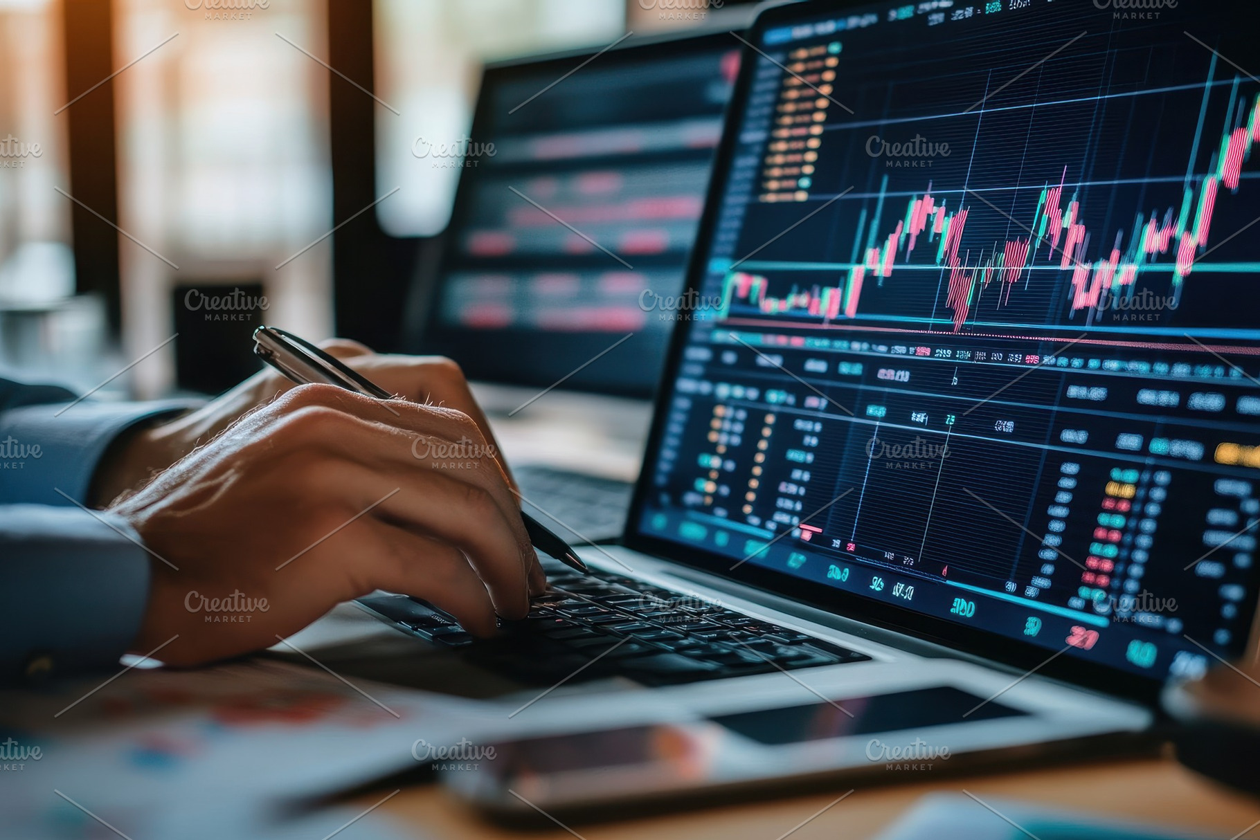 Finance professional analyzes stock, a Photo by Pavel_design