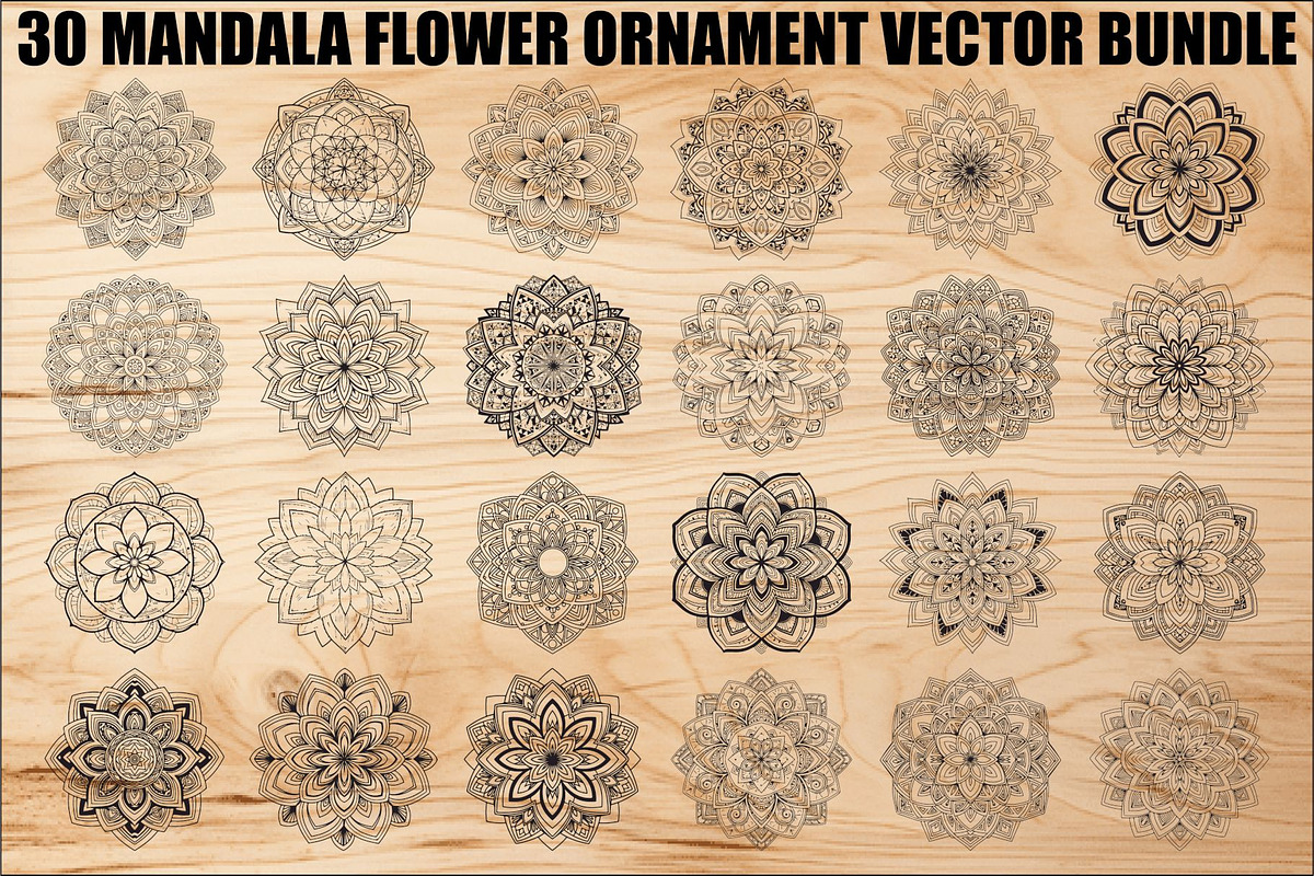 Mandala Flower SVG Bundle, an Illustration by Creativeshirt (Photo 1 of 31)
