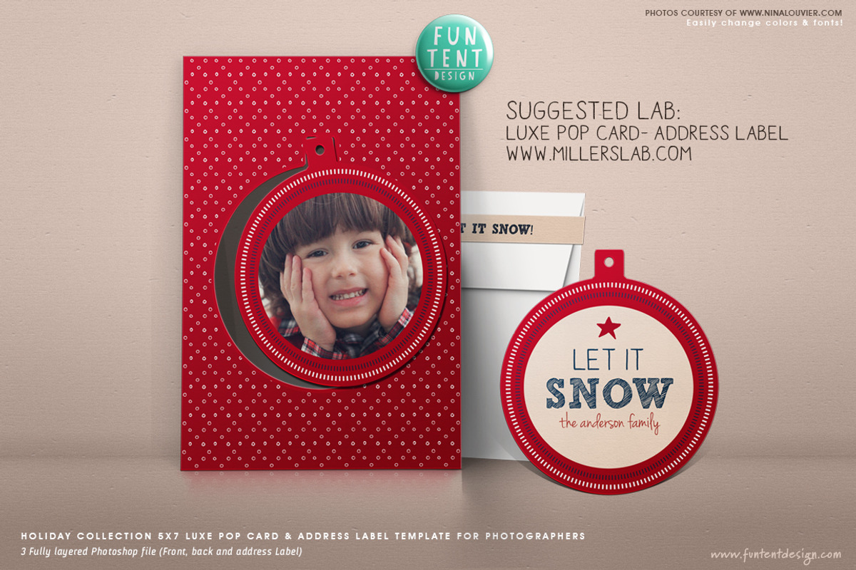 Holiday Luxe Pop Photo/Ornament Card, an Invitation Template by FUN TENT DESIGN (Photo 1 of 2)