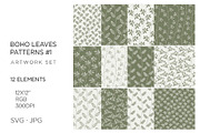 12 boho leaves patterns, leaf, a Pattern Graphic by Bloom21Art (Thumbnail 1 of 3)