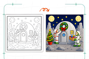 Christmas in Space Coloring Book, a Seasonal Illustration by Coco Bloom (Thumbnail 4 of 7)