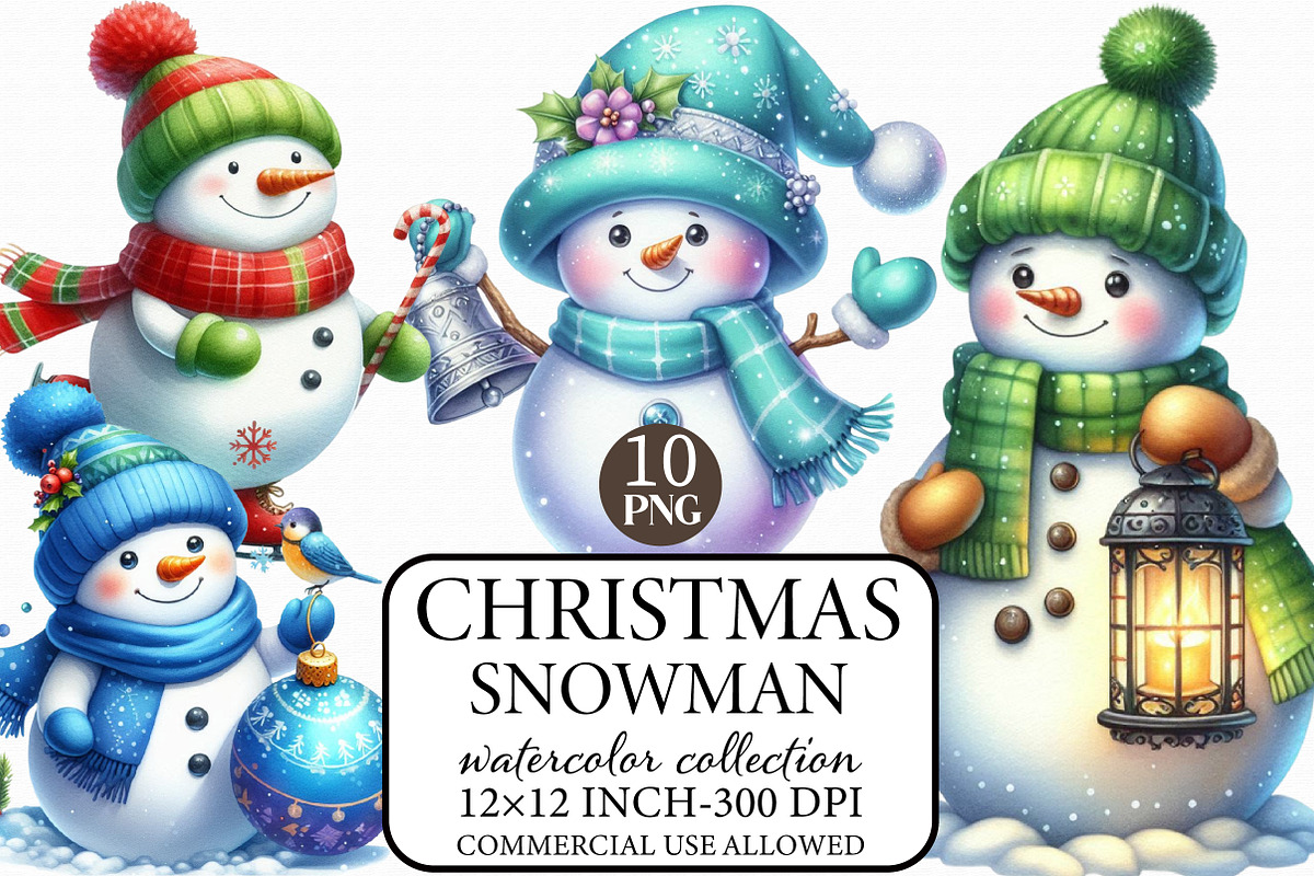 Christmas Snowman Clipart, an Illustration by Libby Wishes (Photo 1 of 6)