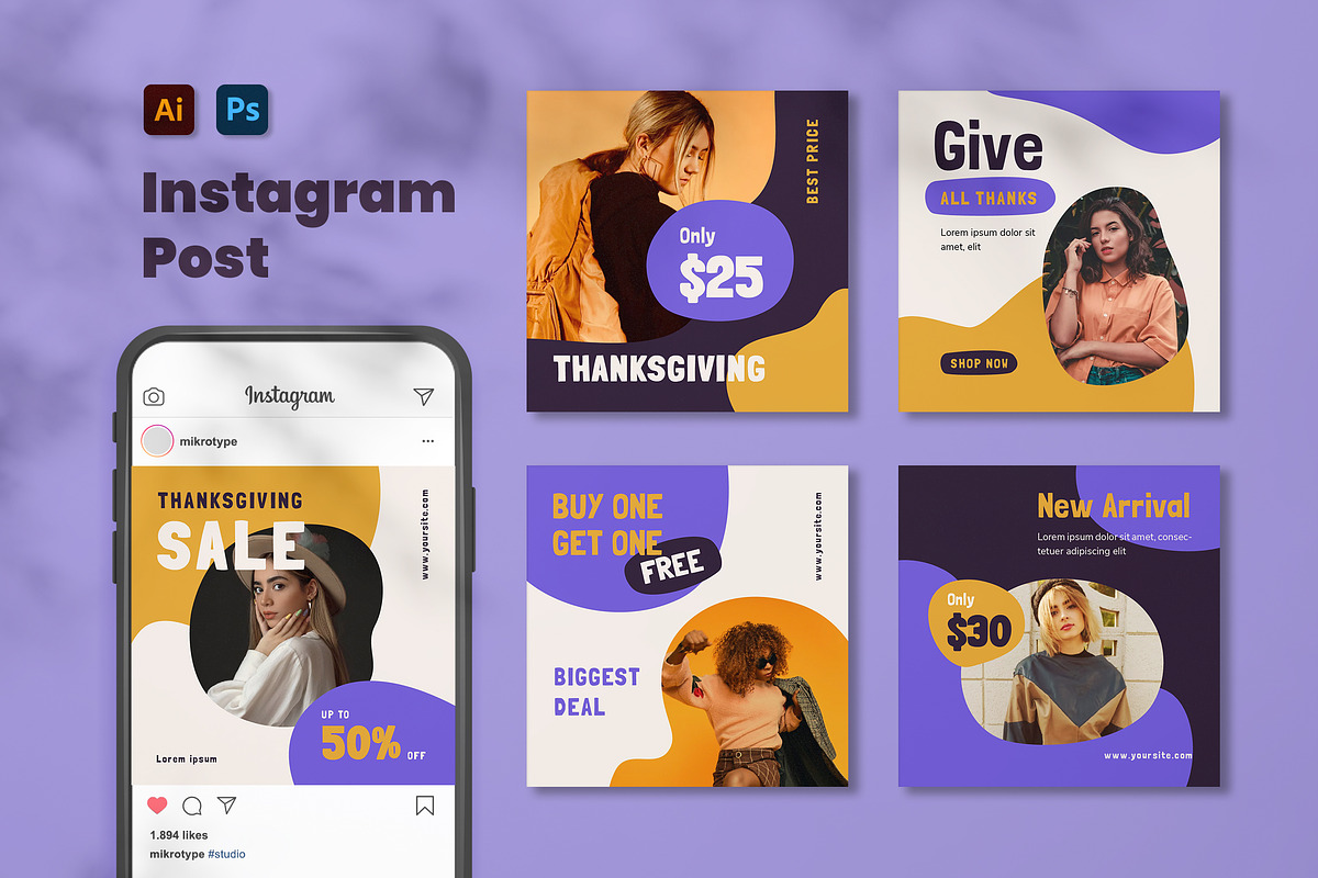 Thanksgiving Sale Instagram Post, a Social Media Template by MikroType Std (Photo 1 of 4)