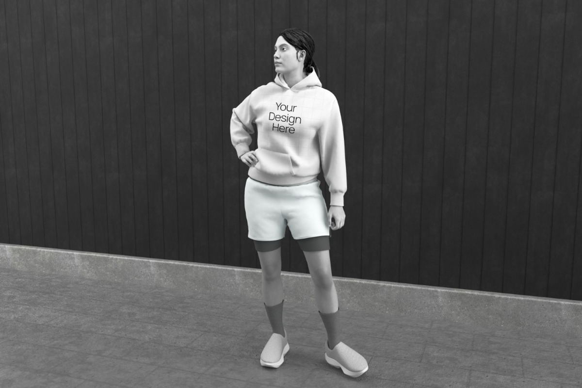 Female Hoodie Mockup, a Hoody Mockup by graphicook (Photo 4 of 5)