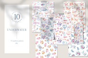SALE! UNDERWATER seamless patterns, a Pattern Graphic by Tiana Geo (Thumbnail 1 of 6)