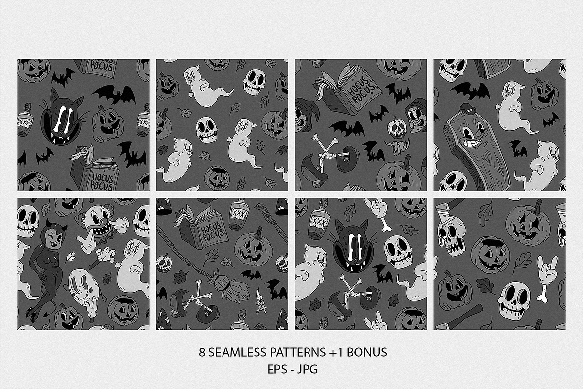 Halloween Retro Cartoon Collection, a Seasonal Illustration by Kokoshka (Photo 2 of 12)