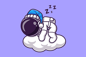 Cute Astronaut Sleep On Cloud