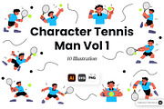 Character Tennis Man Vol 1, a Sport Illustration by SLAB! Design (Thumbnail 1 of 3)