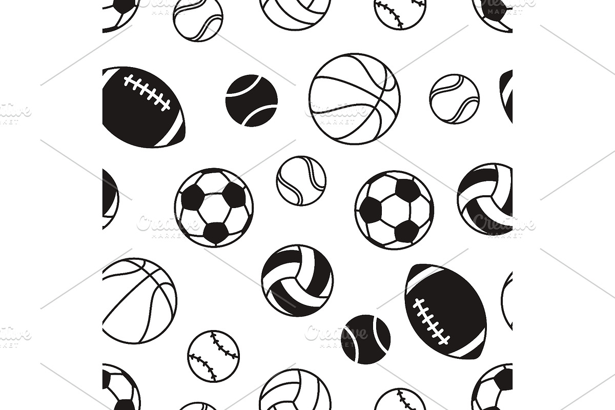 Sport balls seamless pattern, a Sport Illustration by LadadikArt (Photo 1 of 3)