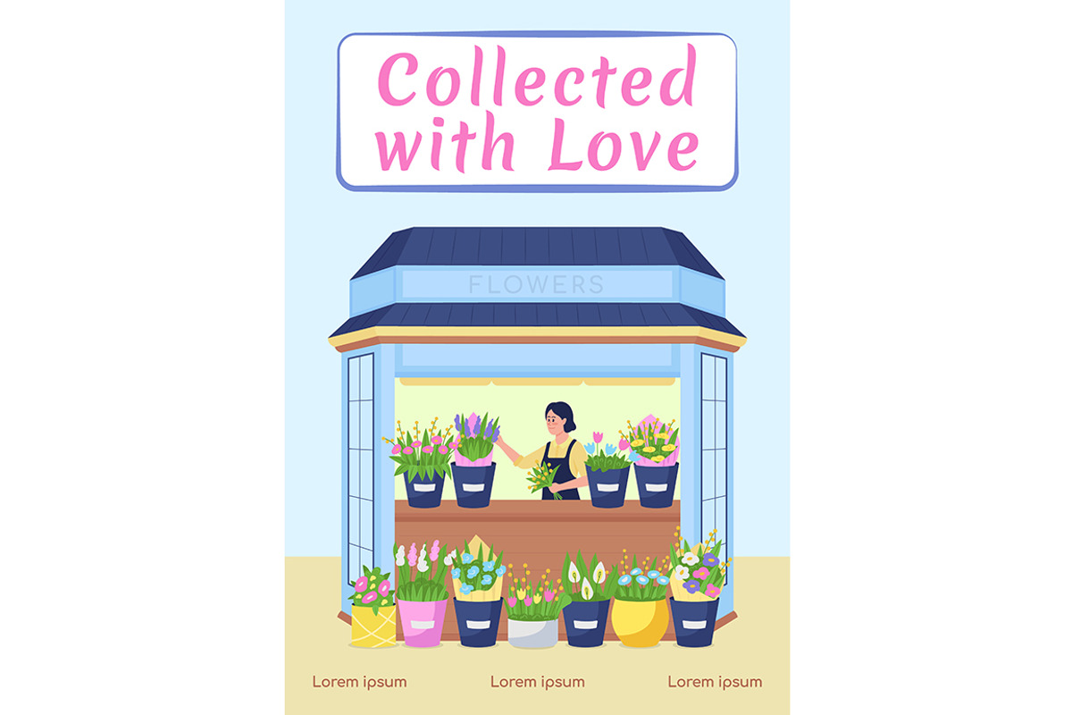 Flower shop poster vector template, a Flyer Template by IMG visuals ...