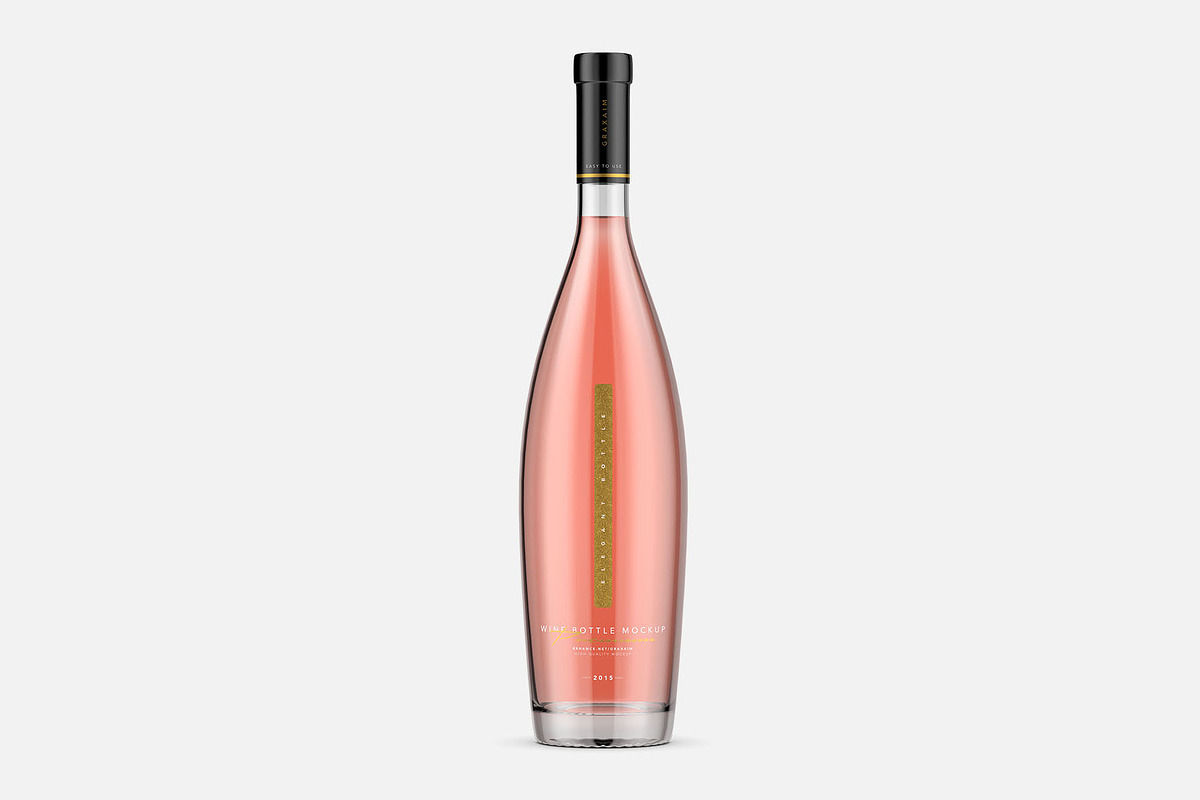 Rosé Wine Bottle Mockup, a Packaging Mockup by Graxaim Mock-up (Photo 1 of 6)