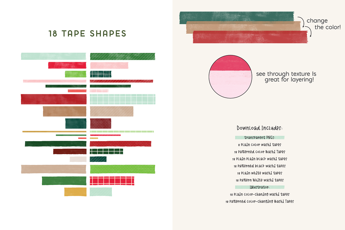 Christmas Layerable Washi Tape, an Object Graphic by cassi has hobbies (Photo 3 of 3)