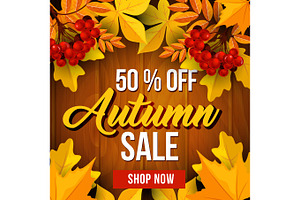 Autumn Sale Poster Of Fall Season Discount Price