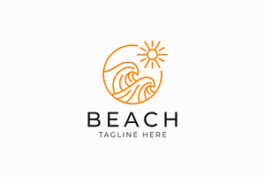 Serene Minimalist Beach Logo, a Branding & Logo Template by Signatoro