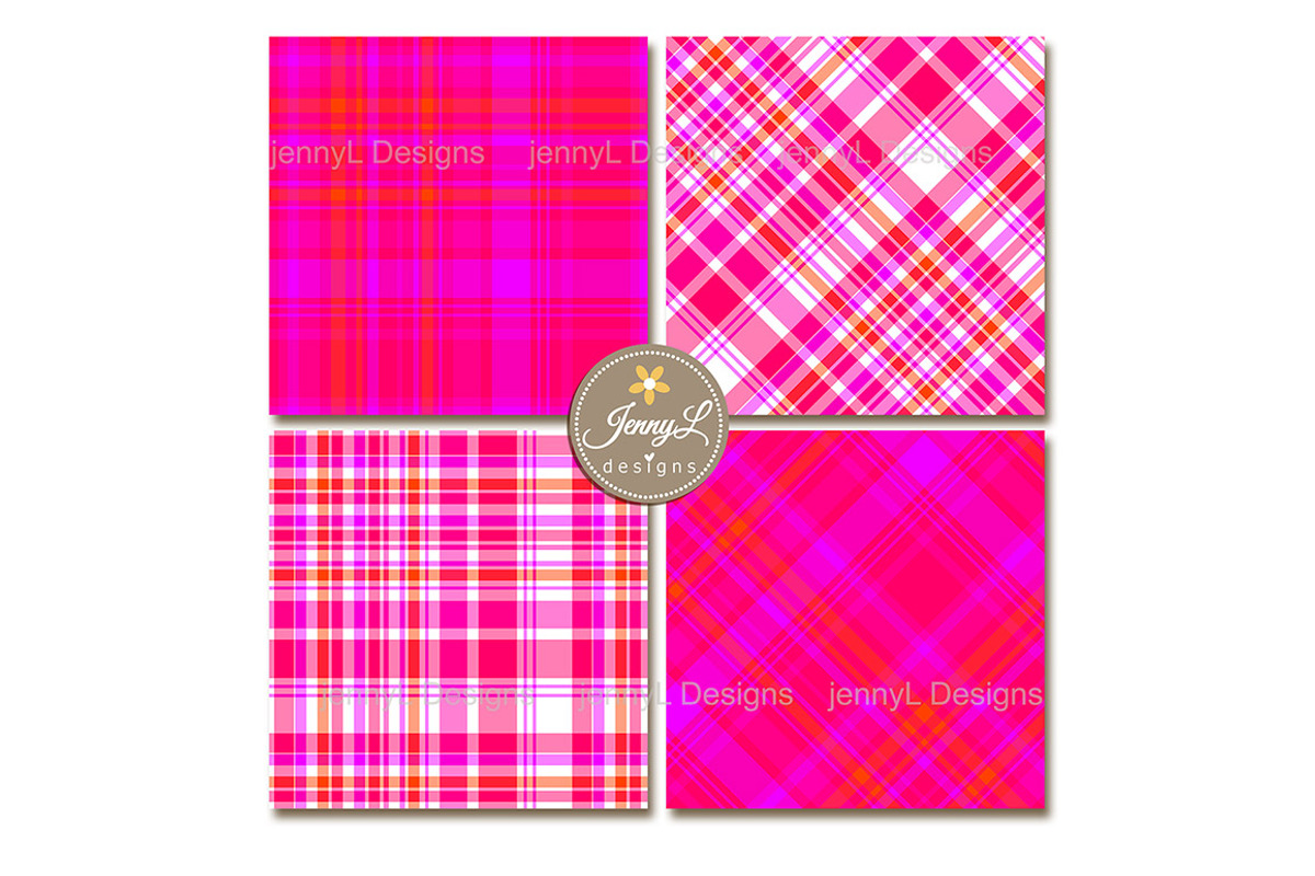 Neon Valentine Plaid Digital Papers, a Pattern Graphic by JennyL Designs (Photo 4 of 8)