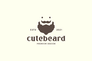 Cute Man With Beard Vintage Logo