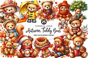 Watercolor Autumn Teddy Bear Clipart, an Illustration by SinaCreation (Thumbnail 1 of 5)