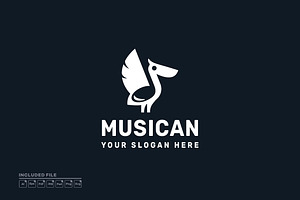 Pelican with Music Note Logo, a Branding & Logo Template by yuanesei