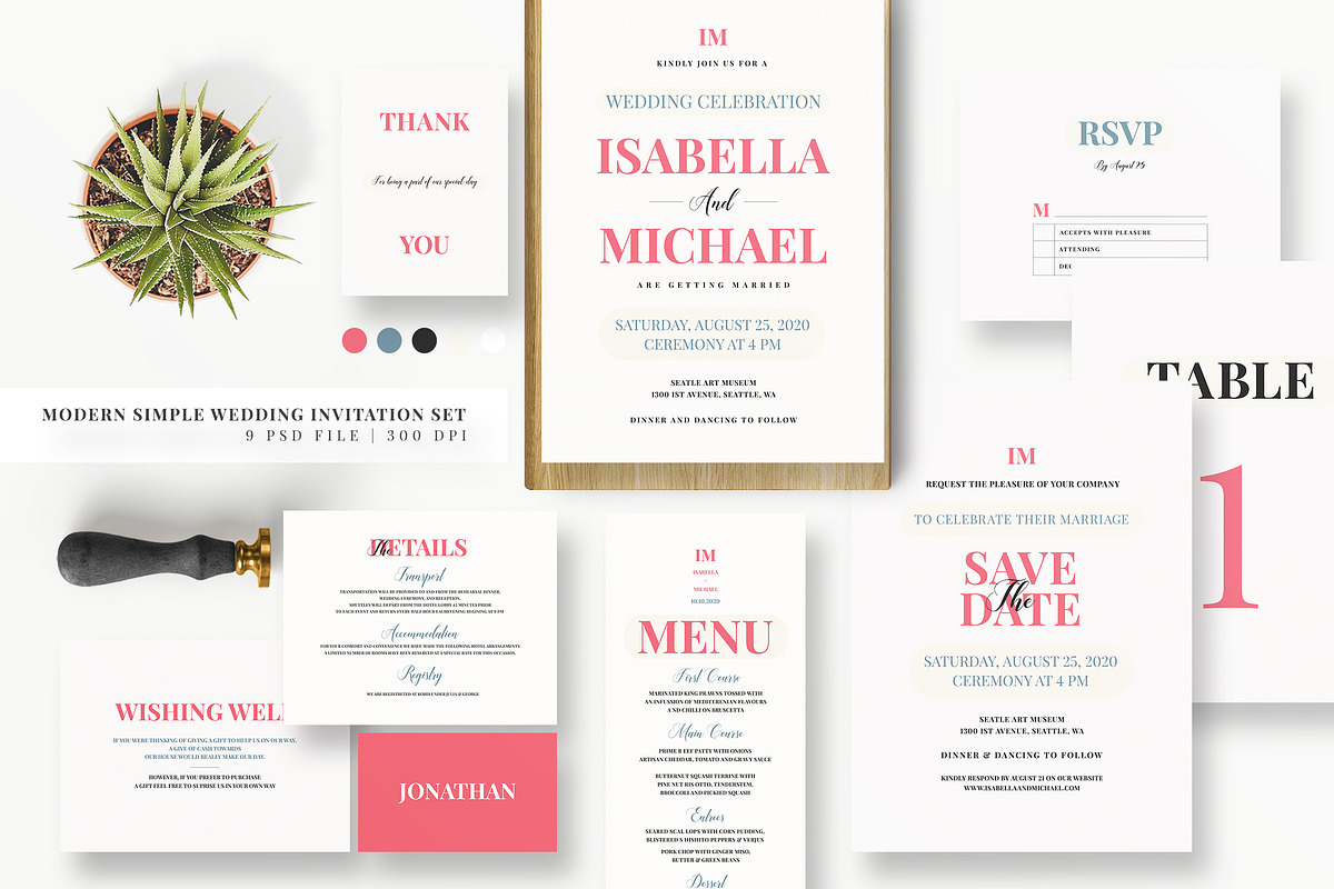 Modern Simple Wedding Invitation Set, an Invitation Template by Azka Creative (Photo 1 of 5)