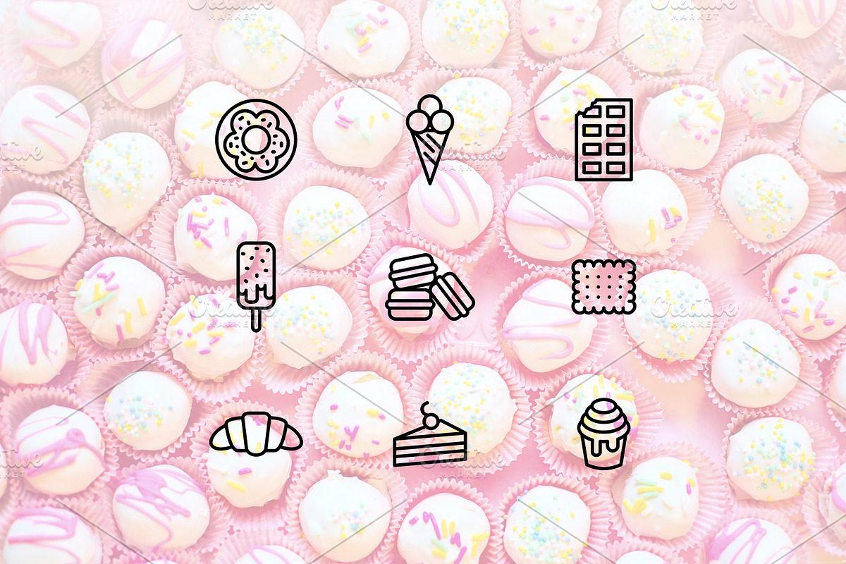 Sweets line icons, an Outline Icon by Lyolya Profitrolya (Photo 2 of 2)