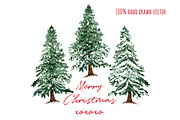 Christmas Trees Holiday Collection, a Seasonal Illustration by FleurArt (Thumbnail 1 of 6)