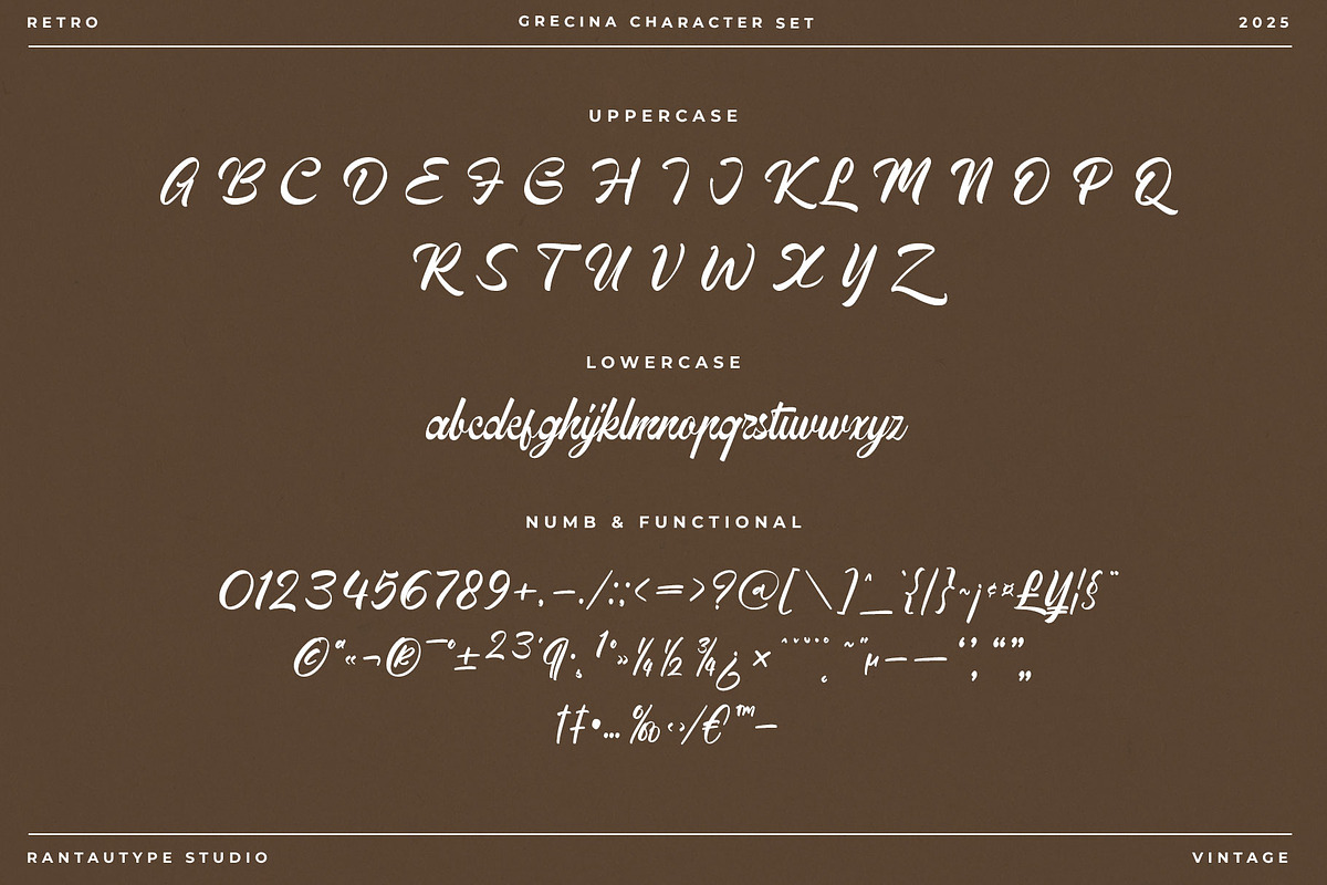 Grecina Vintage Script Font, a Script Font by RantautypeStudio (Photo 12 of 15)