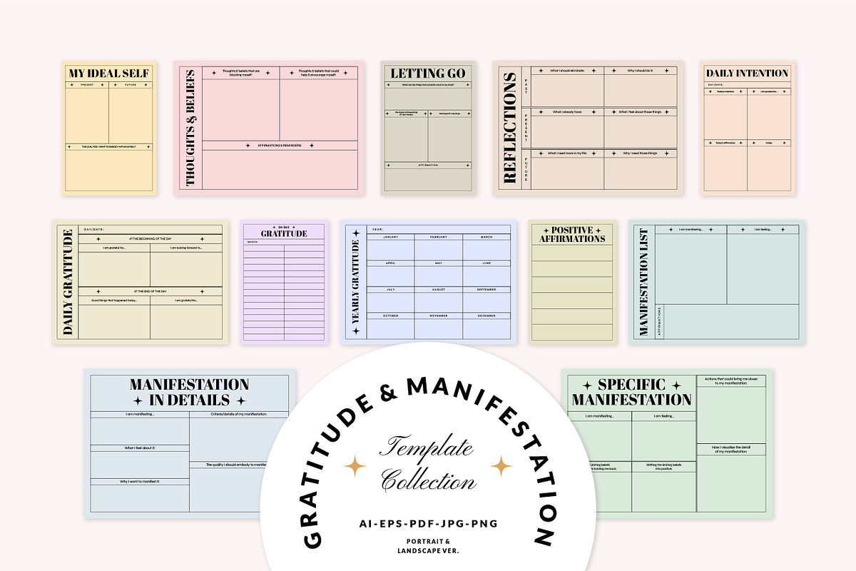 Gratitude & Manifestation Planners, a Stationery Template by Artflorara (Photo 1 of 8)