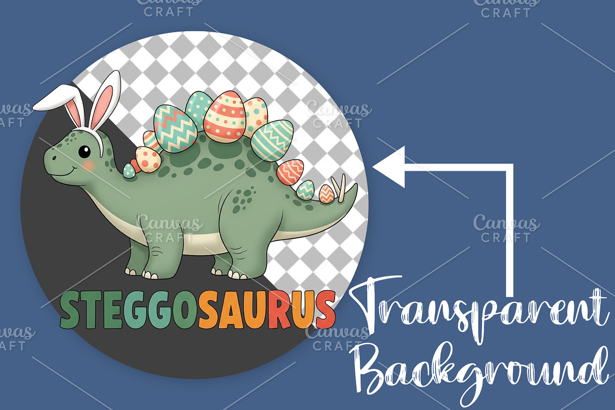 Easter Dinosaur PNG, an Illustration by Canvas Craft (Photo 2 of 6)