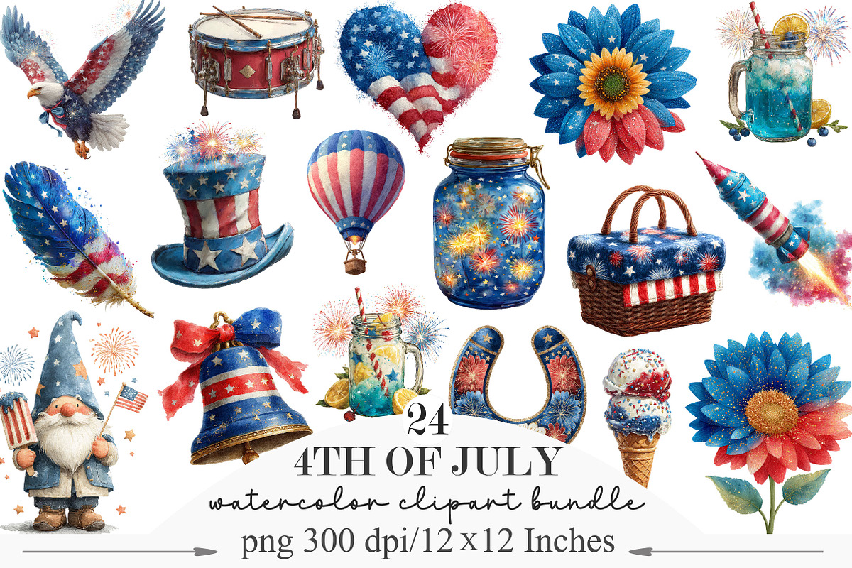 4th of July Clipart, a Seasonal Illustration by Designking (Photo 1 of 5)