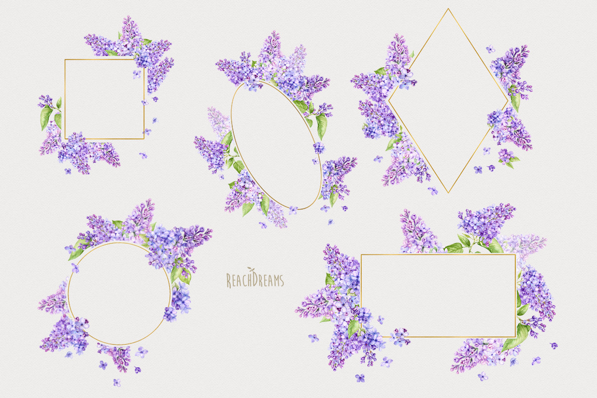 Watercolor Lilac Floral Clipart, a Decorative Illustration by ReachDreams (Photo 3 of 10)