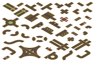 Isometric road set. City highway map, a Transportation Illustration by Stock-Smart-Start