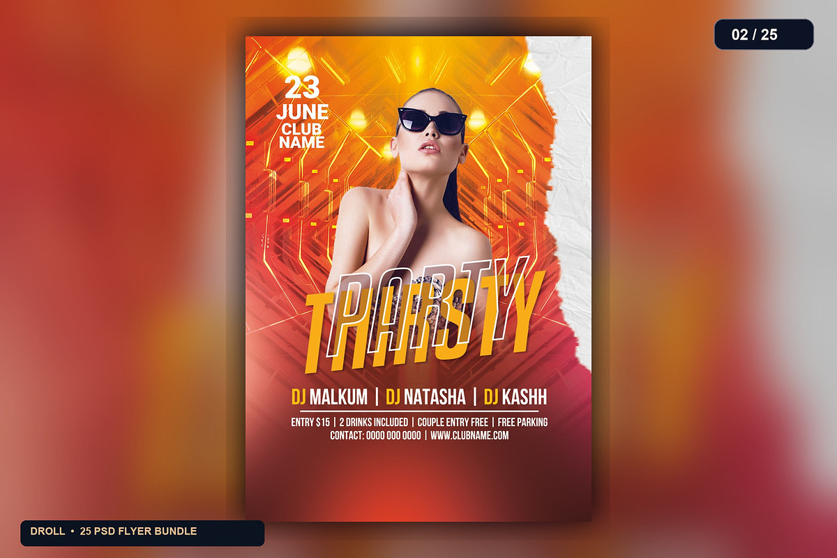 25 Nightclub Party Flyer PSD Bundle, a Flyer Template by Flyer Arts (Photo 5 of 29)