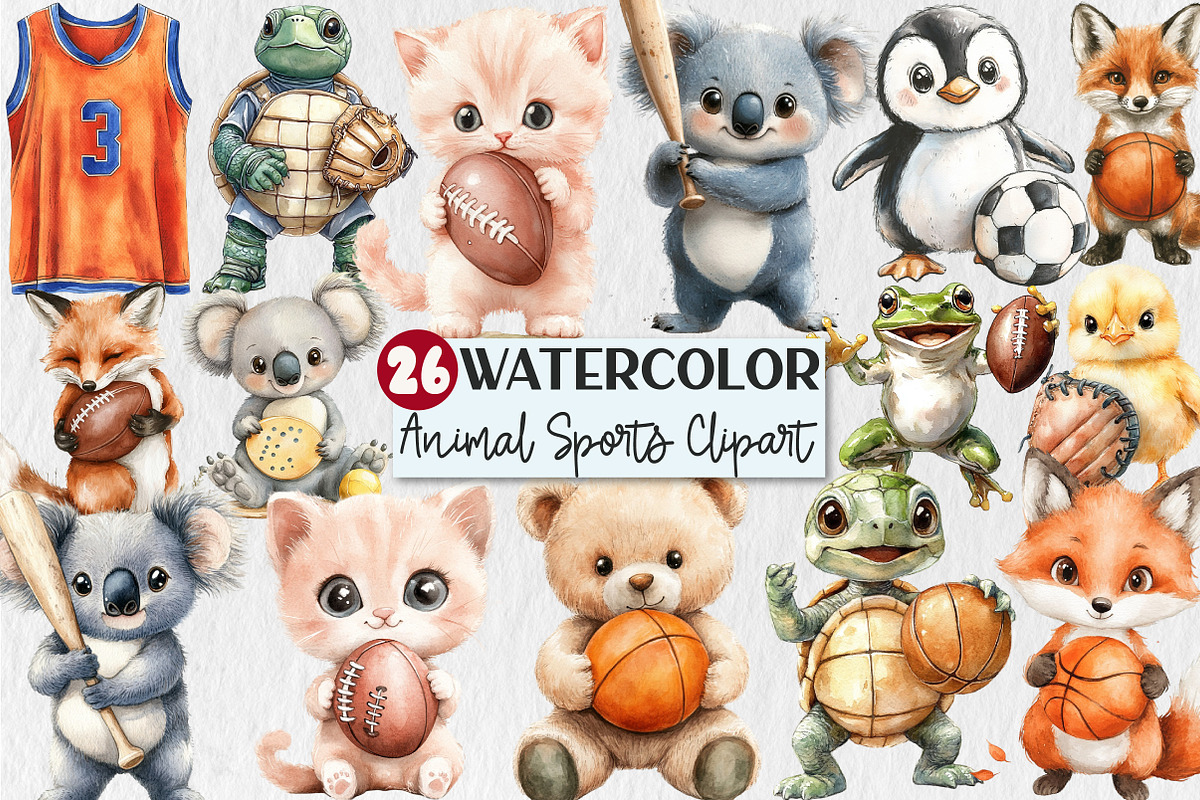 Cute Animal Sports Clipart, a Sport Illustration by Rose Art (Photo 1 of 3)