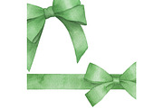 Watercolor Green Bows Collection, an Object Illustration by Natikka Art (Thumbnail 2 of 2)