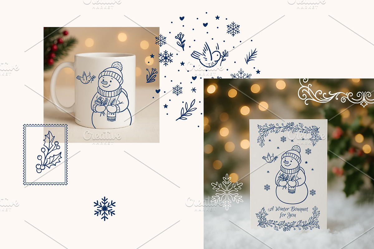 50 Hand-Drawn Winter Snowman Clipart, a Seasonal Illustration by SvetaGallery (Photo 3 of 7)