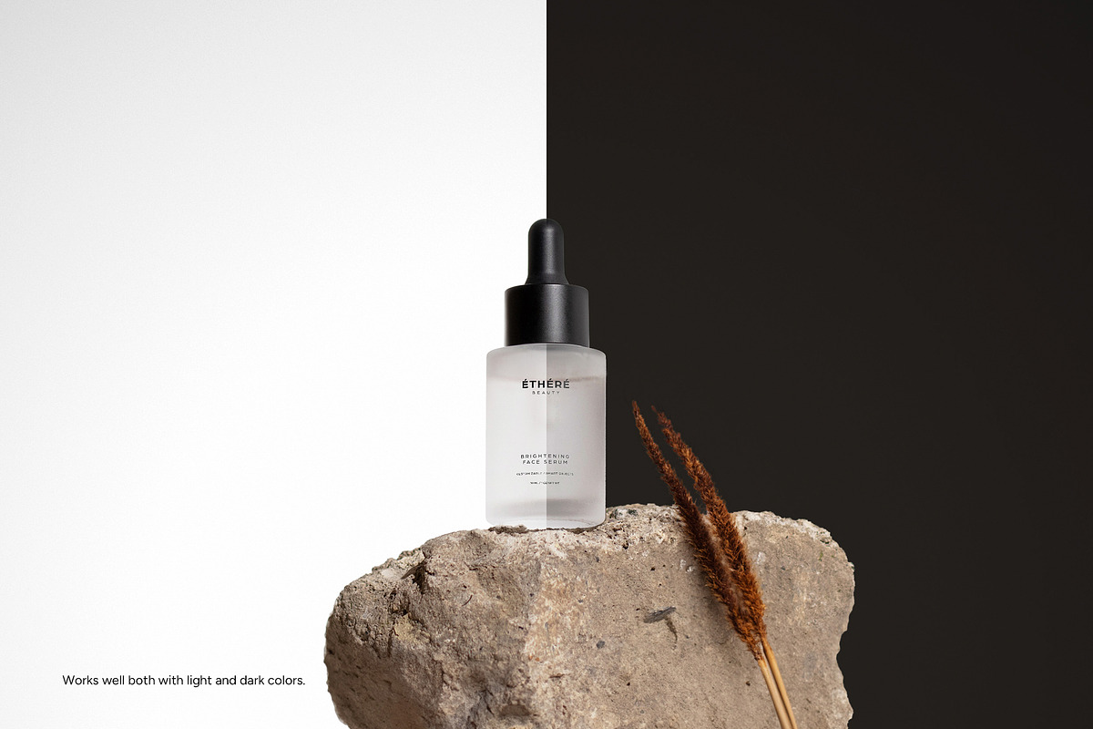 Frosted Dropper Bottle Mockup, a Packaging Mockup by Wildfield Studio (Photo 4 of 15)