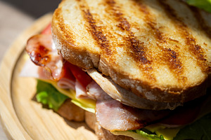 Grilled Club Sandwich with Chicken, Bacon, Cheese and Fresh Vegetables, a Food & Drink Photo by etorres69