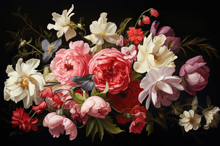 Bouquet of spring flowers on a black, a Photo by Iftikhar Alam