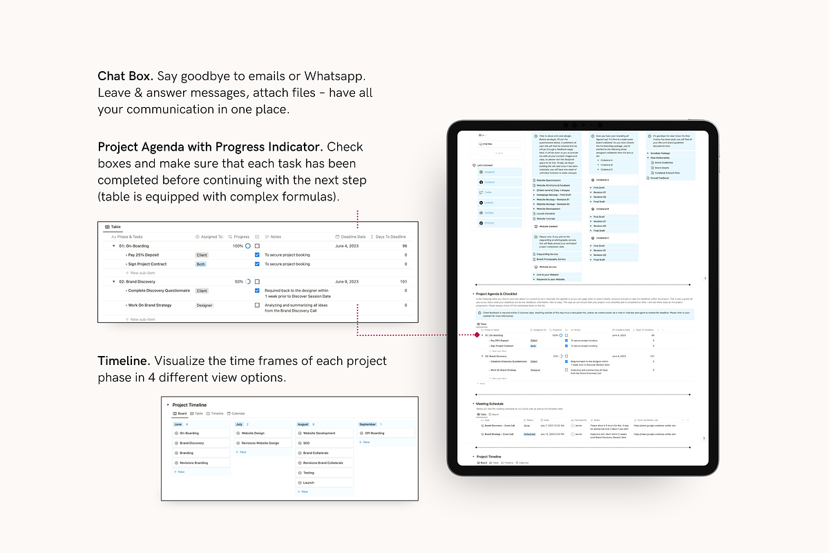Notion Client Portal Project Planner, a Stationery Template by TheCoastlineStudio (Photo 5 of 10)