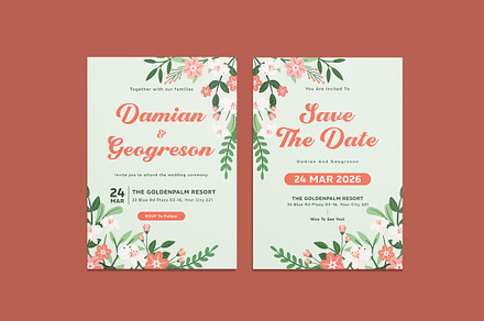 Mintenish Wedding Invitation, an Invitation Template by iDoodle Studio
