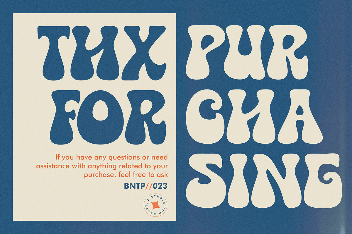 Happie Vintage - Psychedelic Display, a Sans Serif Font by Bentype Studio (Photo 7 of 7)