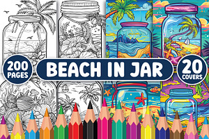 200 Beach in jar Coloring Pages