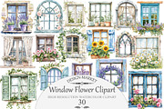 Watercolor Window Flower Clipart, an Illustration by Design Market (Thumbnail 1 of 4)