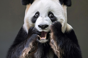 Very surprised panda with open mouth, an Animal Photo by Handmadefont