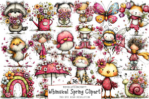 Whimsical Spring Clipart Bundle, an Illustration by OK Design