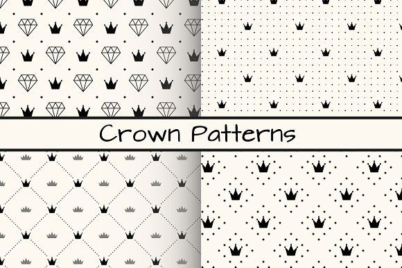 4 Monochrome Crown Patterns preview 6